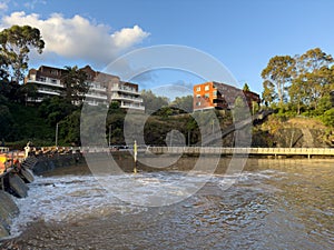 residential appartments on Parramatta River at Sunset with colourful skies Sydney NSW Australia