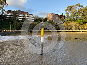 residential appartments on Parramatta River at Sunset with colourful skies Sydney NSW Australia