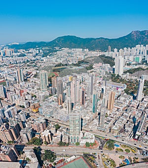 Residential area in East Kowloon, Hong Kong, aerial view