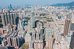 Residential area in East Kowloon, Hong Kong, aerial view