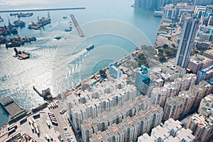 Residential area in East Kowloon, Hong Kong, aerial view