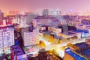 Residential area at night in wuhan