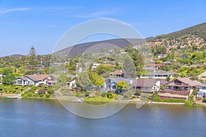 Residential area in San Marcos, San Diego, California near the mountain and lake