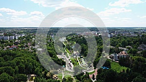 The residential area in Uman of Hasidic pilgrims aerial panorama view