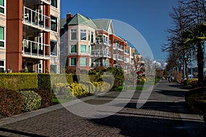 Residential area on the waterfront in New Westminster City