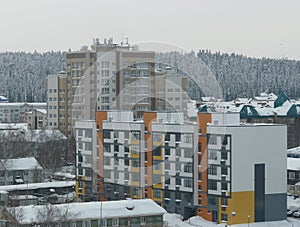 Residential areas of Khanty-Mansiysk in winter