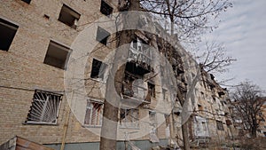 Residential building destroyed by the war in Ukraine