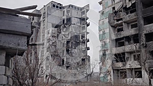 Residential building destroyed by the war in Ukraine
