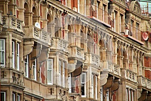 Residential building facade with windows in London