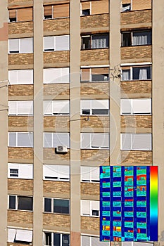 Residential building with Infrared thermovision image