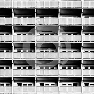 Residential building with many balconies