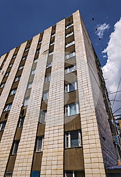 Residential building in Stavropol, Russia, Soviet modernism era brutalism style photo