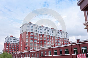 residential building, streets of the Chinese city of Heihe in the summer