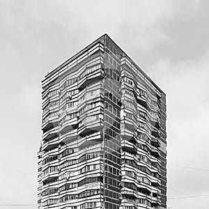 Residential building in Volgodonsk, Russia, Soviet modernism era brutalism