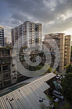 residential building in the sunset in Guangzhou