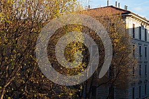 Residential buildings along via Biondi in Milan