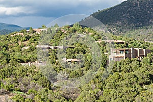 Residential buildings around St. John's College in Santa Fe New Mexico