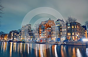 Amsterdam at night, the Netherlands