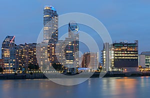 Residential buildings in Canary Wharf in London, England.