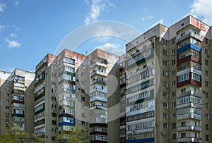 Residential buildings in Maikop, Russia, Soviet modernism era