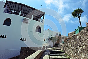 residential buildings in the old city of Tangier in Morocco.