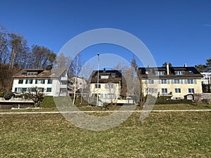Residential buildings and private houses in Gattikon with a location along the Gattikerweiher pond - Canton of ZÃ¼rich