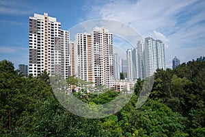 Residential buildings in Singapore, among green parks