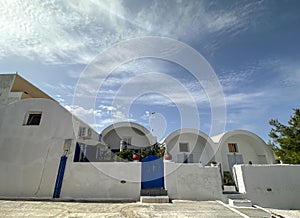 Residential buildings in the town of Oia on the island of Santorini