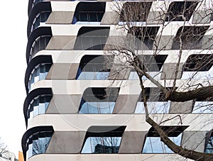 Residential and commercial high rise apartment building in inner Melbourne suburb VIC Australia.