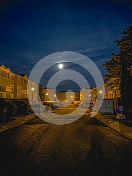 Residential community complex during nighttime.