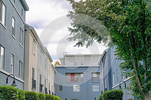 Residential complex buildings with balconies at Silicon Valley, San Jose, California