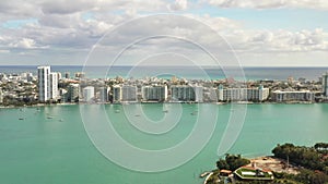 Residential condominiums along Biscayne bay in Miami Beach