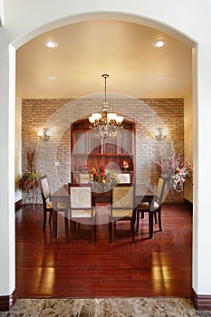 A residential dining room in an upscale home.