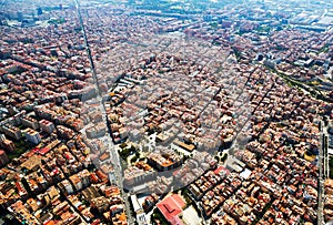 Residential district from helicopter. Barcelona