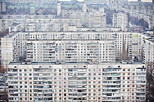 Residential district with soviet apartment buildings in Kharkiv, Ukraine photo