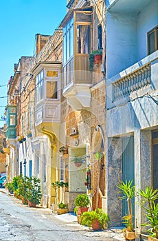 Residential edifices in Naxxar town in Malta