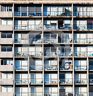 Residential high rise building closeup