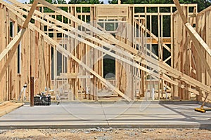 Residential home construction is framed
