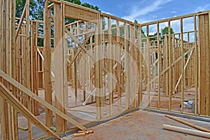 Residential home construction stud framing