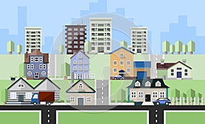 Residential house buildings vector design illustration