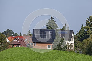 Residential house in the countryside on the dyke