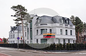 Residential house decorated with a national flag of Lithuania, Palanga resort