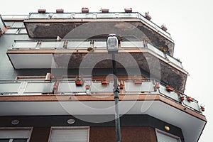 Residential house facade, balconies