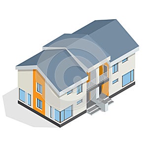 Residential House flat 3d vector isometric illustration.