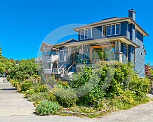 Residential house with glass borders on the patio