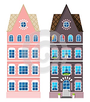 Residential House Icon in Dutch Style.