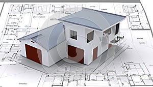 Residential house model on architecture floor plan