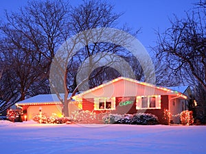 Residential house at night