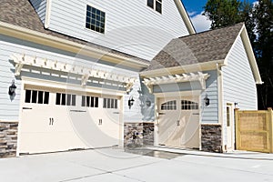 Residential house three car garage doors