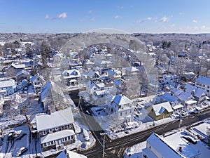 Aerial view of Natick, MA, USA